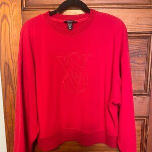 Victoria Secret On Point Women’s Red Emblem Crewneck Sweater Logo Size Large